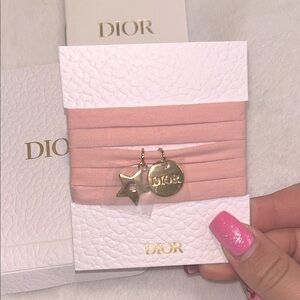 Dior Blush Pink Ribbon with Gold Star Accents - Choker , Bracelet